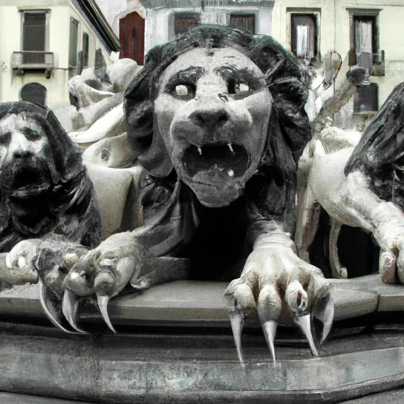 Descubra la historia y el significado de la estatua de los cuatro leones en la Piazza dei Martiri en Nápoles